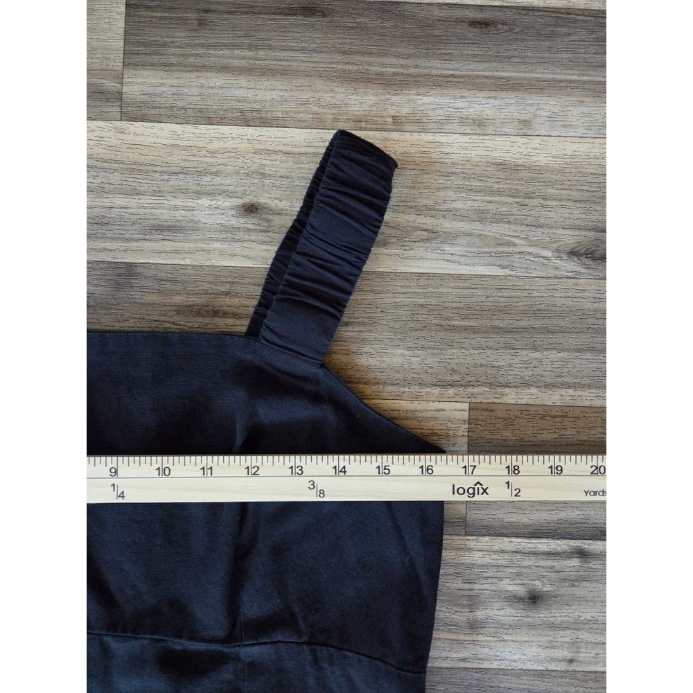Pact Organic Cotton Linen Maxi Dress Womens L Black Square Neck Boho Minimalist - Picture 11 of 12
